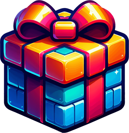 gift wrapped box, vivid colours. with bow on top Single Game Texture. In-Game asset. 2d. Blank background. High contrast. No shadows. Single Game Texture. In-Game asset. 2d. Blank background. High contrast. No shadows. Single Game Texture. In-Game asset. 2d. Blank background. High contrast. No shadows.