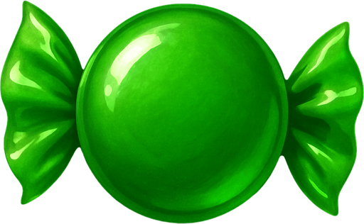 gerçekçi bir şeker. yuvarlak bir şeker ve yeşil renk. aynı candy2 deki gibi olsun.
In-Game asset.  2d.  High contrast.  No shadows