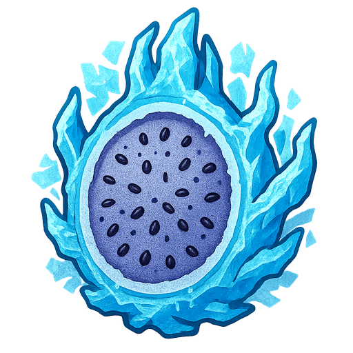 Frozen dragon fruit.
Single Game Texture.  In-Game asset.  2d.  Blank background.  High contrast.  No shadows