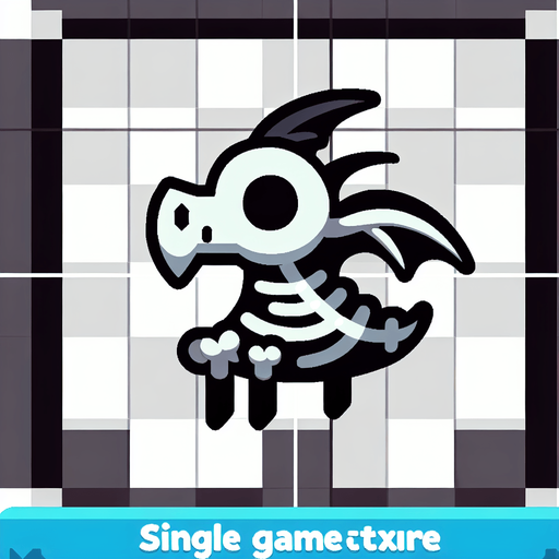 Скелет дракона. Мультяшный.
Single Game Texture.  In-Game asset.  2d.  Blank background.  High contrast.  No shadows