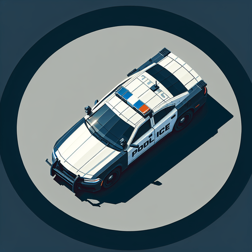 Top down police car.
Single Game Texture.  In-Game asset.  High contrast.  No shadows