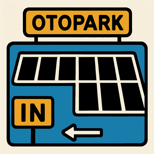 Otopark 8 slotlu.
In-Game asset.  2d.  High contrast.  No shadows