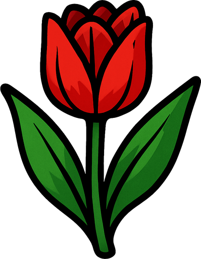 Red tulip.
In-Game asset.  2d.  High contrast.  No shadows