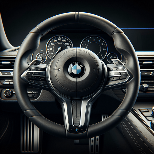 Photorealistic bmw steeringWheel from front view.