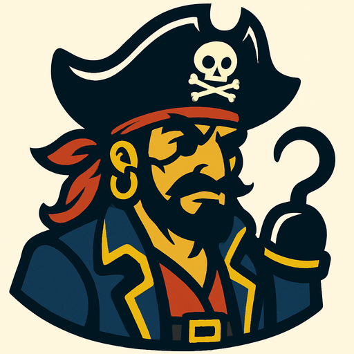 A pirate.
In-Game asset.  2d.  High contrast.  No shadows