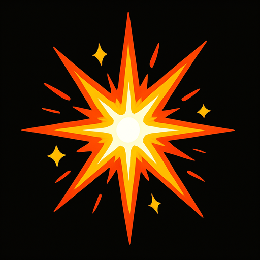 Yıldız patlama parlak.
In-Game asset.  2d.  High contrast.  No shadows