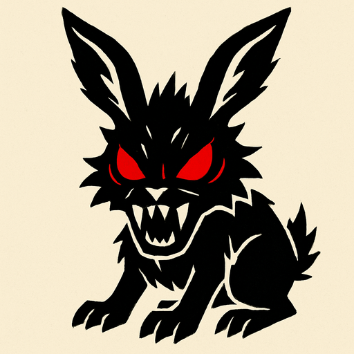 demon rabbit with red eyes.
In-Game asset.  2d.  High contrast.  No shadows