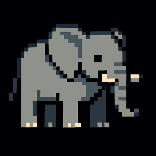 Elephant 8 bit.
In-Game asset.  2d.  High contrast.  No shadows