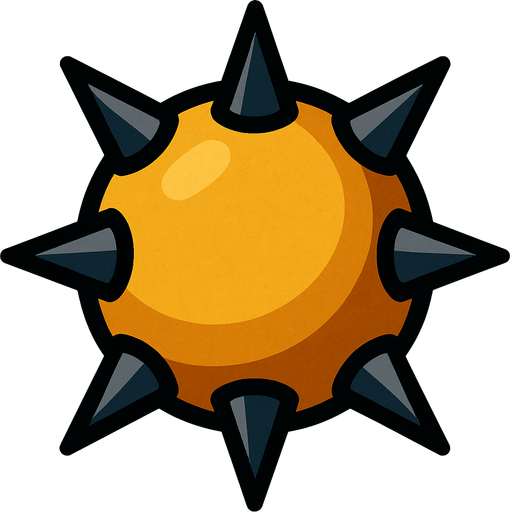 Sphere with spikes on it.
In-Game asset.  2d.  High contrast.  No shadows