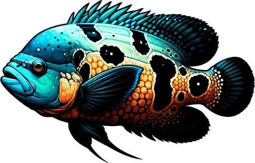 a realistic oscarFish.
Single Game Texture. In-Game asset. 2d. Blank background. High contrast. No shadows.