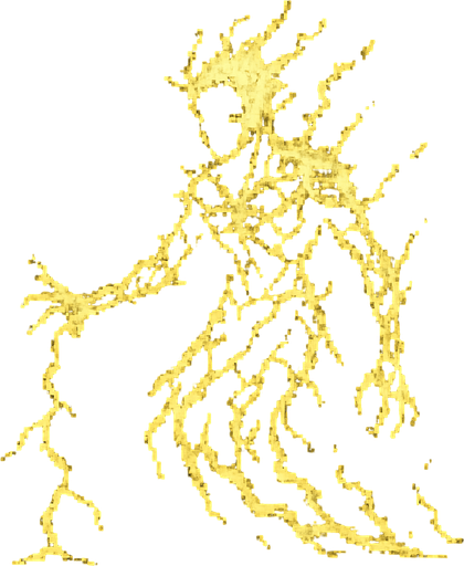 Lightning spirit character 
Dark souls style 2d pixel art.
In-Game asset.  2d.  High contrast.  No shadows