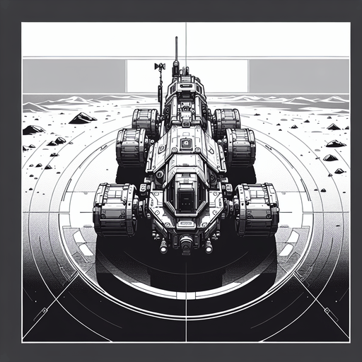 vertical gray top down image mars scifi rover.
Single Game Texture.  In-Game asset.  2d.  Blank background.  High contrast.  No shadows