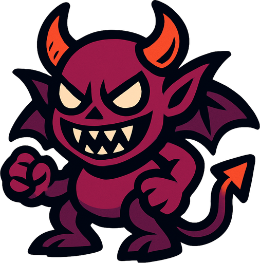 Make a mascot evil creature.
In-Game asset.  2d.  High contrast.  No shadows