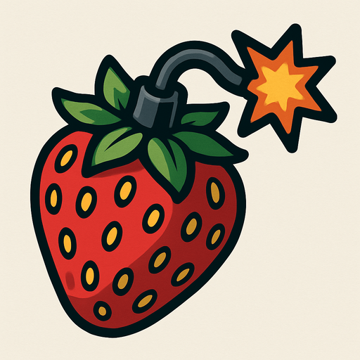 Çilek şeklinde bomba.
In-Game asset.  2d.  High contrast.  No shadows