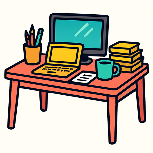 work desk.
In-Game asset.  2d.  High contrast.  No shadows