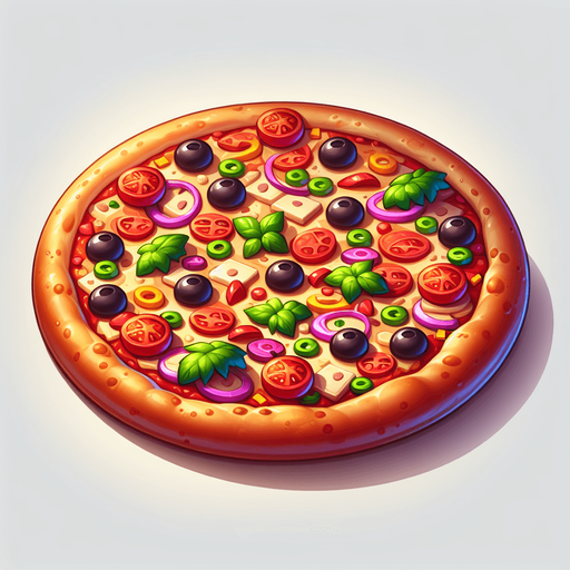 pizza mg.
Single Game Texture.  In-Game asset.  2d.  Blank background.  High contrast.  No shadows