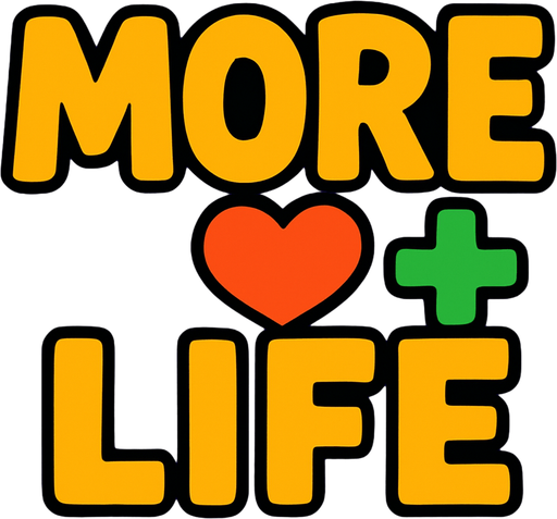 mas vida pero escrito en ingles.
In-Game asset.  2d.  High contrast.  No shadows