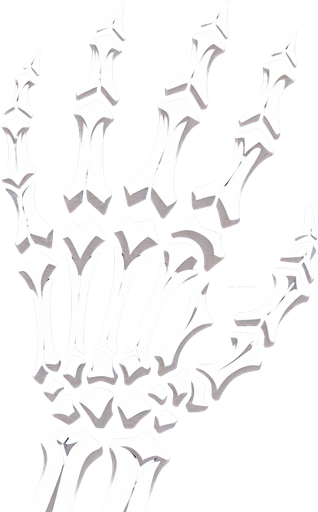 stylized skeleton hand.
Single Game Texture. In-Game asset. 2d. Blank background. High contrast. No shadows.
