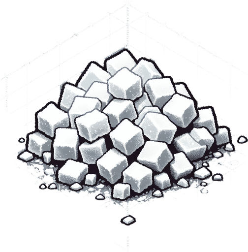 pile of sugar. Single Game Texture. In-Game asset. 2d. Blank background. High contrast. No shadows.