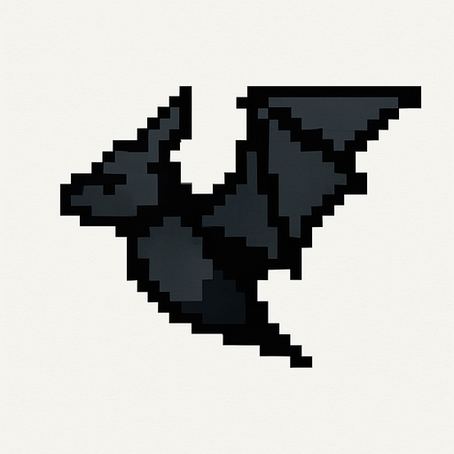 Make a 8-bit looking left side bat.
In-Game asset.  2d.  High contrast.  No shadows