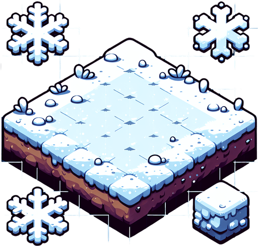 2d platform snowy ground.
Single Game Texture. In-Game asset. 2d. Blank background. High contrast. No shadows.