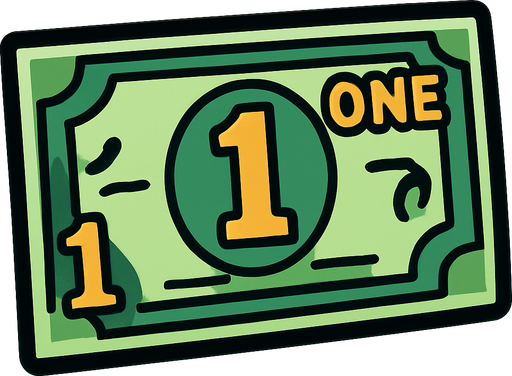 1 dolar.
In-Game asset.  2d.  High contrast.  No shadows