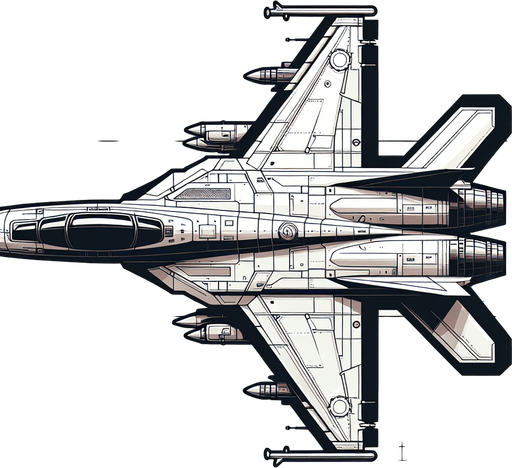 Straight White fighter jet.
Single Game Texture. In-Game asset. 2d. Blank background. High contrast. No shadows.