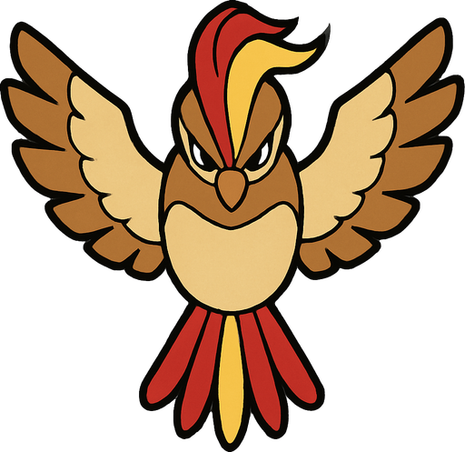 Pidgeot visto desde arriba.
In-Game asset.  2d.  High contrast.  No shadows