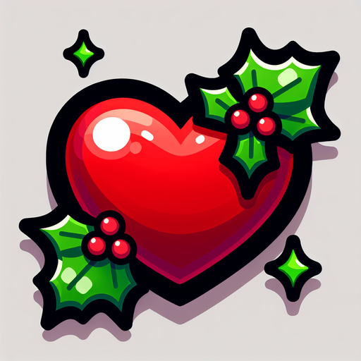 Cartoon Christmas heart
Single Game Texture. In-Game asset. 2d. Blank background. High contrast. No shadows.