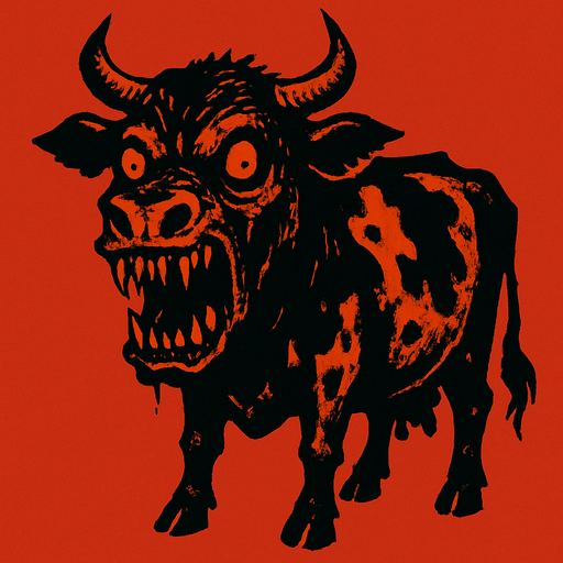 scary cow.
In-Game asset.  2d.  High contrast.  No shadows