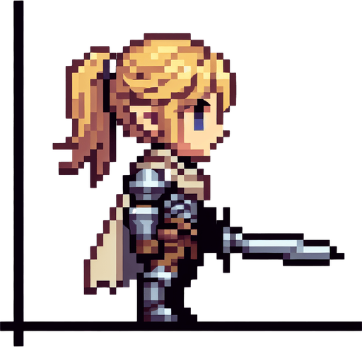 pixel art of single fantasy character facing left.
Single Game Texture. In-Game asset. 2d. Blank background. High contrast. No shadows.