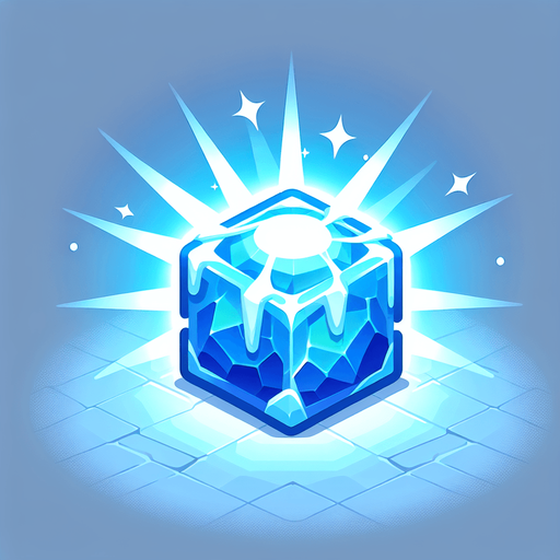 Powerupice.
Single Game Texture.  In-Game asset.  2d.  Blank background.  High contrast.  No shadows. 3d