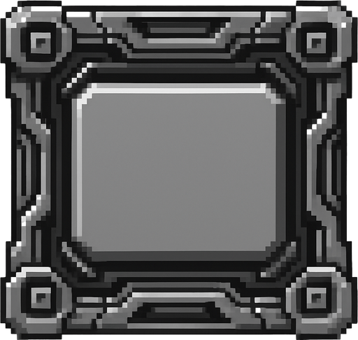 high tech sci fi pixel art button. greyscale. metallic. no text
In-Game asset.  2d.  High contrast.  No shadows