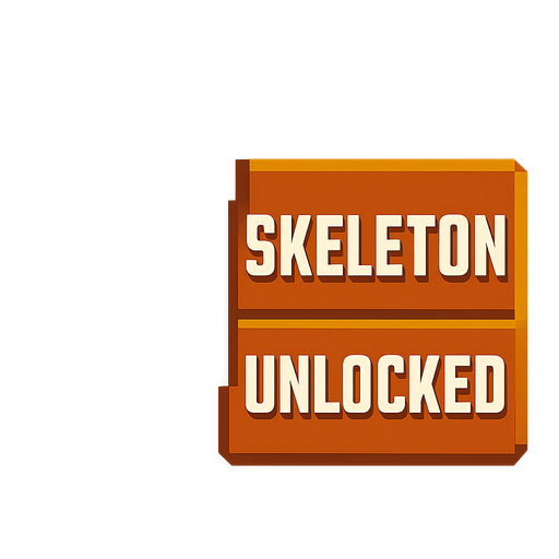 Minecraft skeleton unlocked button.
In-Game asset.  2d.  High contrast.  No shadows