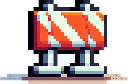 Piksel sanatı trafik engeli.
Single Game Texture.  In-Game asset.  2d.  Blank background.  High contrast.  No shadows