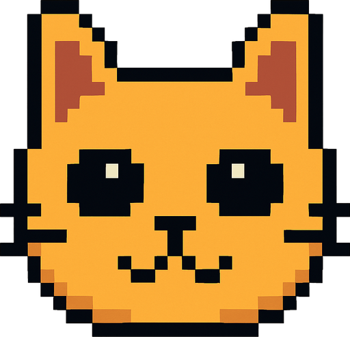 pixel art 2D cat head.
In-Game asset.  2d.  High contrast.  No shadows
