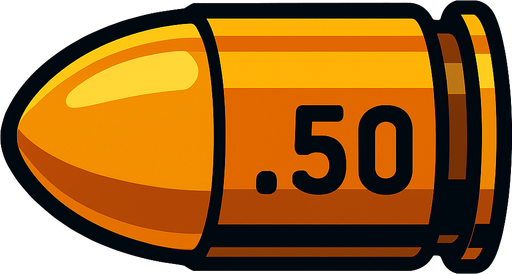 draw a pistol bullet 50 calibre.
In-Game asset.  2d.  High contrast.  No shadows