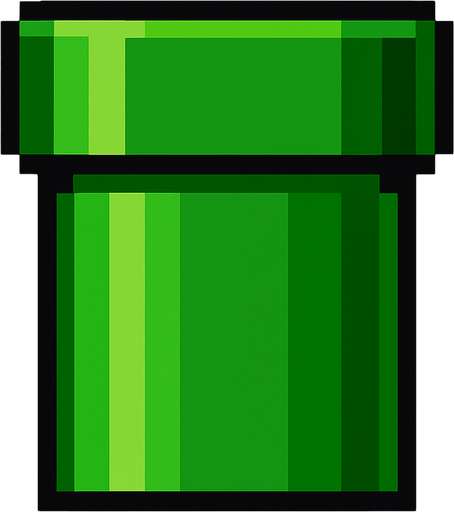 Pixel Art 2d Pipe.
In-Game asset.  2d.  High contrast.  No shadows