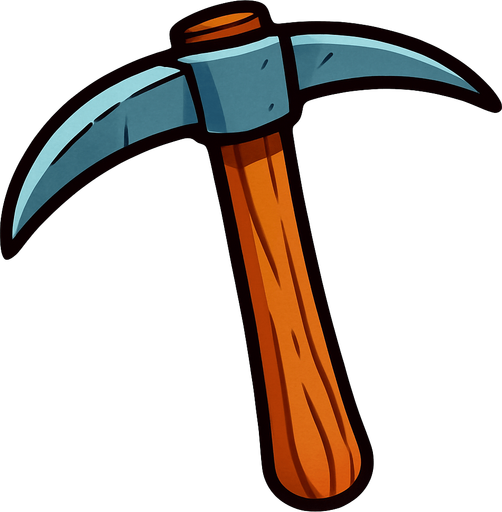 Cartoonish mining pick.
In-Game asset.  2d.  High contrast.  No shadows