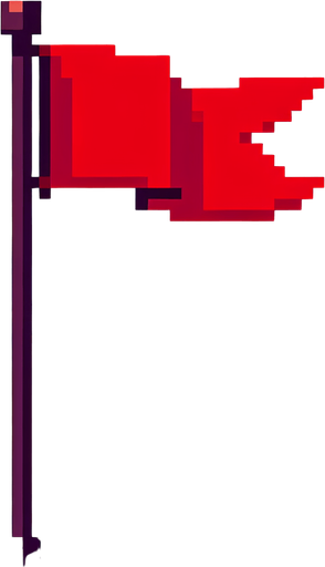 pixel art of a red flag on a tall pole.
Single Game Texture. In-Game asset. 2d. Blank background. High contrast. No shadows.