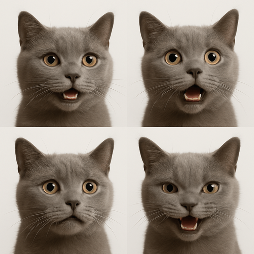 Sprite sheet of head only with different face expressions : smiling, surprised, feared, laugh, angry...
KEEP SAME ORIENTATION