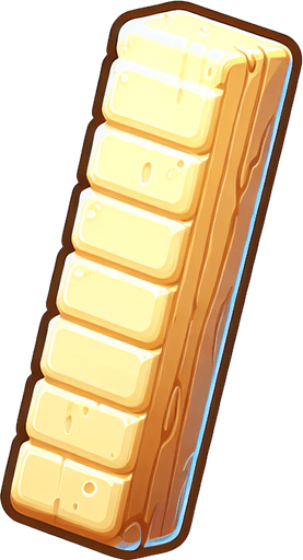 soft butter stick. Single Game Texture. In-Game asset. 2d. Blank background. High contrast. No shadows.