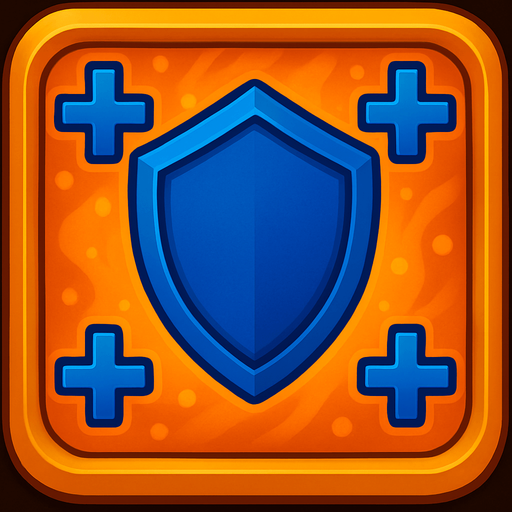 синий щит на ярко оранжевом фоне