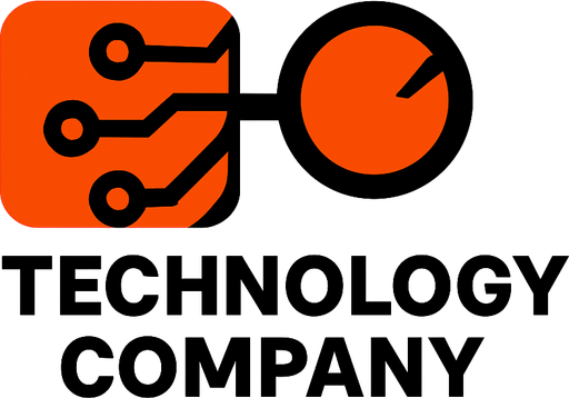 teknoloji şirketi logosu.
In-Game asset.  2d.  High contrast.  No shadows