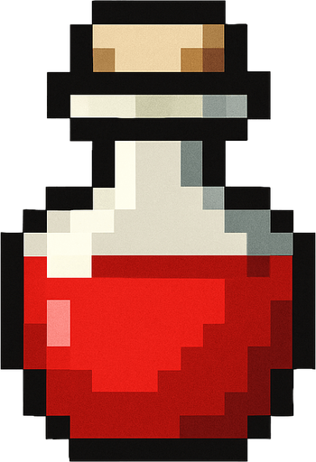 2d pixel art red heal pot bottle.
In-Game asset.  2d.  High contrast.  No shadows