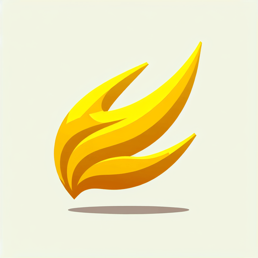 A sharp, angular gust of wind symbol in bright yellow, or a stylized yellow feather..
Single Game Texture.  In-Game asset.  2d.  Blank background.  High contrast.  No shadows