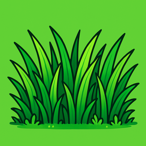 Makeup green colour background in the background and grass.
In-Game asset.  2d.  High contrast.  No shadows