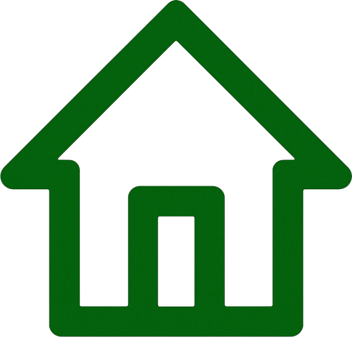 uN SIMBOLO verde de una casita, para el menu de volver al menu principal. sin letras.
In-Game asset.  2d.  High contrast.  No shadows