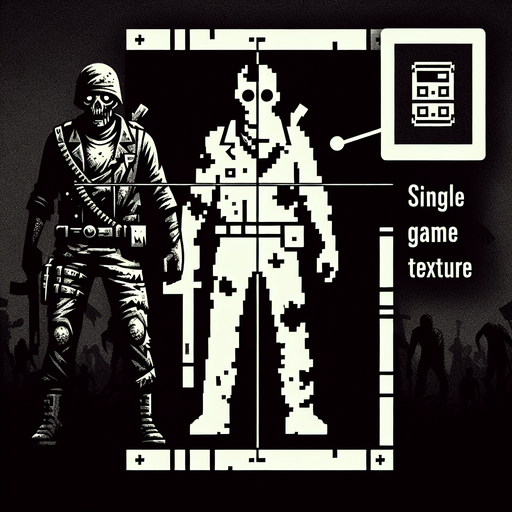 Игрок в стиле зомби апокалипсиса.
Single Game Texture. In-Game asset. 2d. Blank background. High contrast. No shadows.