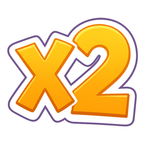 X2 symbol.
In-Game asset.  2d.  High contrast.  No shadows